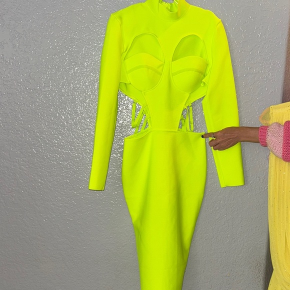 Shein Dresses | Shein Neon Yellow Long Sleeve Dress | Color: Yellow | Size: M | Olenashvets's Closet Shein Dresses | Shein Neon Yellow Long Sleeve Dress | Color: Yellow | Size: M | Olenashvets's Closet